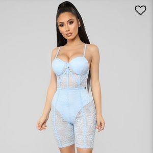 Blue lace romper.